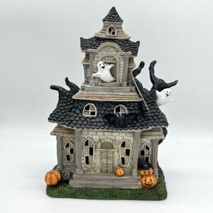 Hallow Home LED Light Up Haunted House With Ghosts & Pumpkins 16” Halloween NEW